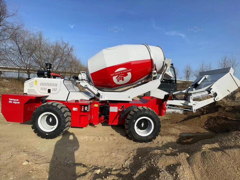 Aimix self loading concrete mixer working in chile