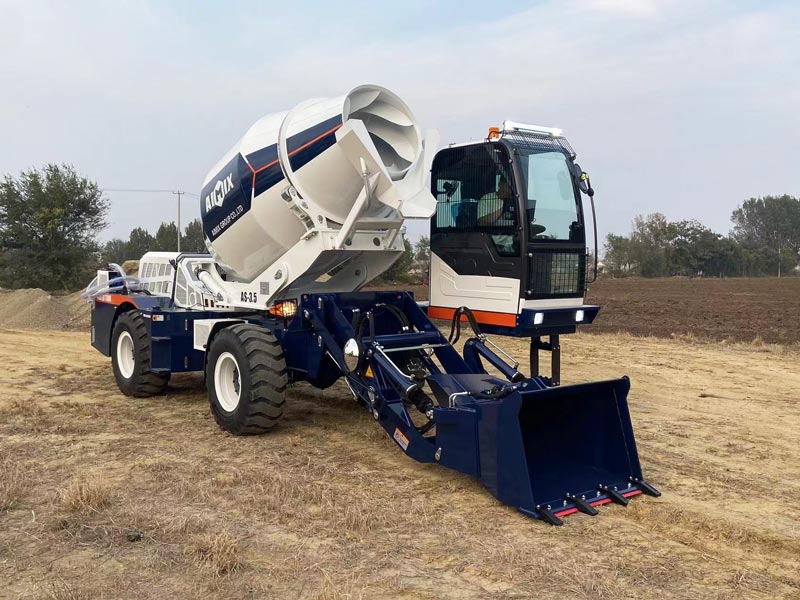self loading concrete mixer transporting test
