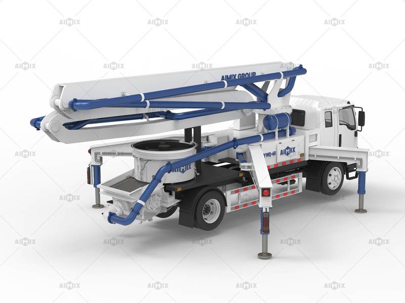 truck mounted concrete pump with pan mixer