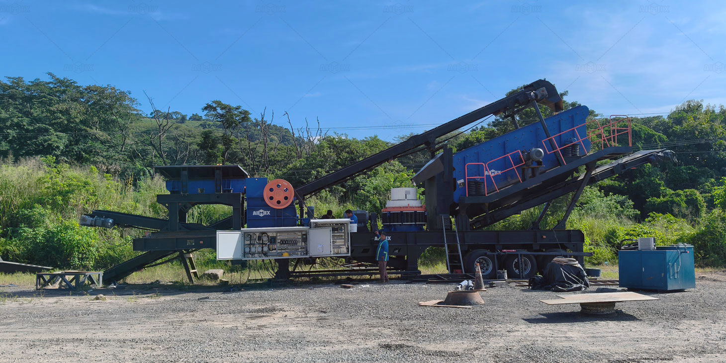AIMIX APY4 mobile crusher plants operation on-site