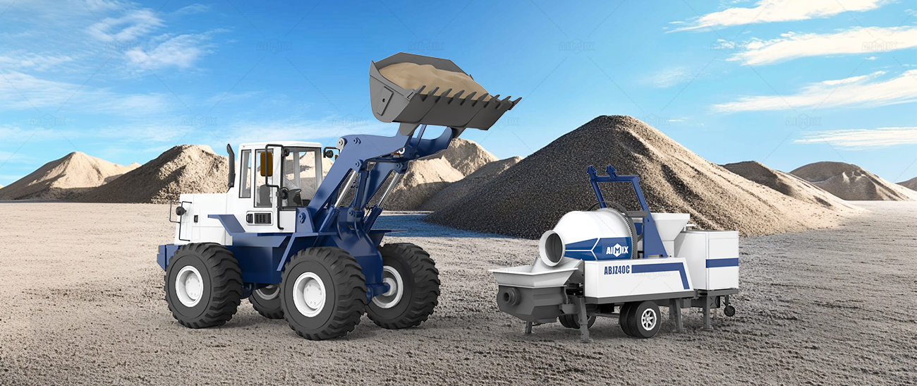 Loader & Cement Mixer with Pump combination for loading & mixing