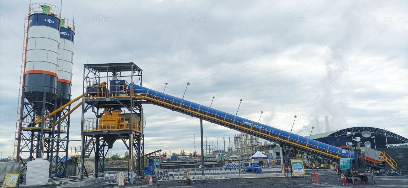 AJ90 hopper batching plant for Indonesian power plant project